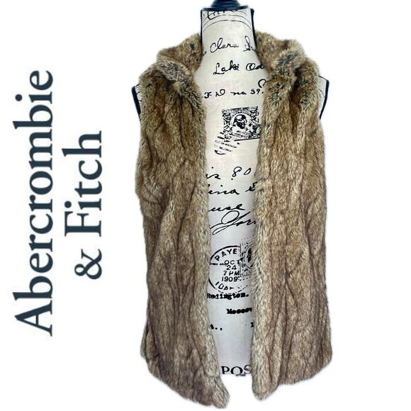 Y2K ABERCROMBIE & FITCH OPEN VEST FAUX FUR SZ SMALL  GRUNGE VERSATILE AESTHETIC - Picture 1 of 16